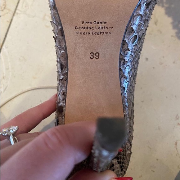 snakeskin print on real leather, taupe colour heel, lace-up - Picture 4 of 4